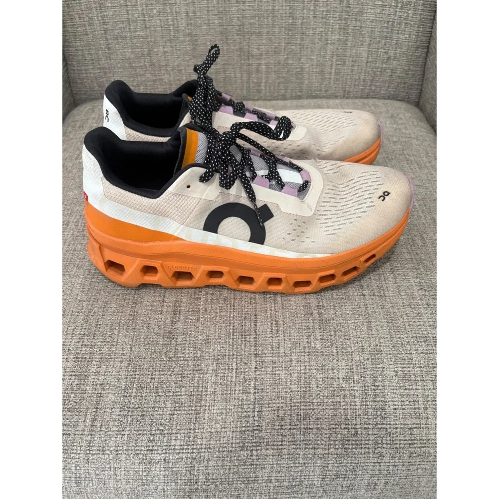 On Cloudmonster Womens Running Shoes Orange Cream Lavender Sneaker 11